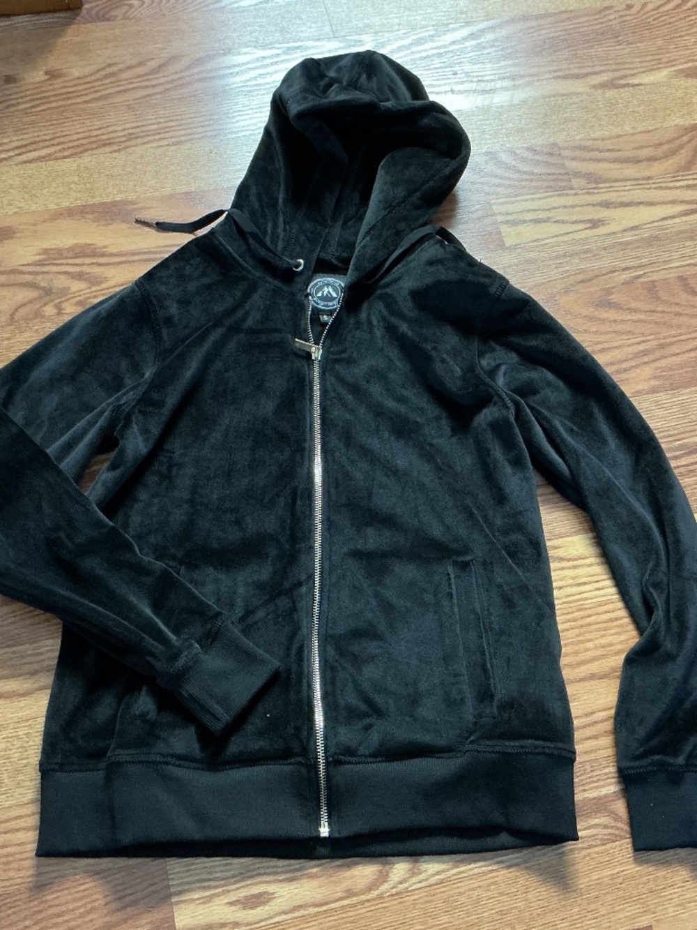 White Mark Black Velour Full Zip Hoodie Size S